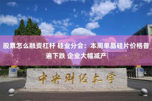 股票怎么融资杠杆 硅业分会：本周单晶硅片价格普遍下跌 企业大幅减产